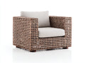 Polyrattan Gartensessel Geflecht 88x82x78 cm - Braun-Beige - für Garten und Terrasse mit breiten Armlehnen