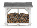 Kaminholzregal aus Massivholz 160 x 55 x 155 cm - Weiß Grau und Natur - Breites Design mit Pultdach