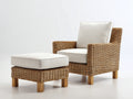 Polyrattan Gartensessel Polyrattan 80x88x86 cm - Natur und Creme - mit Fußhocker und Holzfüßen