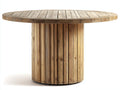 Gartentisch Holz 180x180x75 cm - Naturholz - runder Esstisch mit Zylindersockel