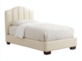 Einzelbett aus Stoff und Holzwerkstoff 210 x 105 x 125 cm - Creme - Gepolstertes klassisches Design mit hohem Kopfteil für Schlafzimmer