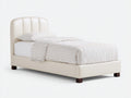 Einzelbett Kunstlederbezug Holzfüße 210x100x108 cm - Creme-Dunkelbraun - für Schlafzimmer mit gepolstertem Kopfteil