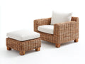 Polyrattan Gartensessel Geflecht 82x86x78 cm - Natur-Creme - für Garten und Terrasse mit Hocker