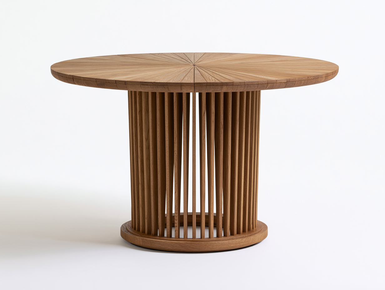 Gartentisch Holz 130x130x76 cm - Natur - rund mit Lamellensockel