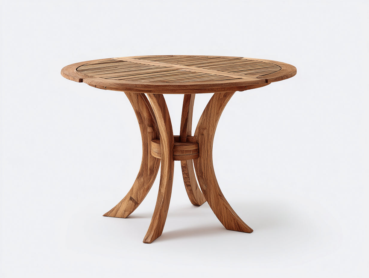 Gartentisch Holz 120x120x75 cm - Naturholz - runder Tisch mit Kreuzgestell für Garten