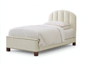 Einzelbett Polsterbett 210x105x118 cm - Creme und Braun - Bettgestell mit gepolstertem Kopfteil