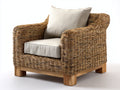 Polyrattan Gartensessel 90 x 88 x 88 cm - Naturbraun und Creme - Gepolstertes klassisches Loungedesign mit Holzfüßen für Garten und Terrasse