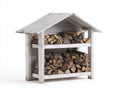 Kaminholzregal Holz 115x50x95 cm - Weiß - Holzunterstand mit Satteldach
