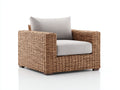 Polyrattan Gartensessel 90 x 85 x 80 cm - Hellbraun und Beige - Gepolstertes modernes Loungedesign für Garten und Terrasse