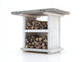 Kaminholzregal Holz 120x45x120 cm - Weiß-Grau - für Garten Terrasse und Kaminbereich mit Schutzdach