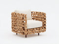 Polyrattan Gartensessel 85x78x72 cm - Naturfarben und Creme - geflochtener Loungesessel für Terrasse